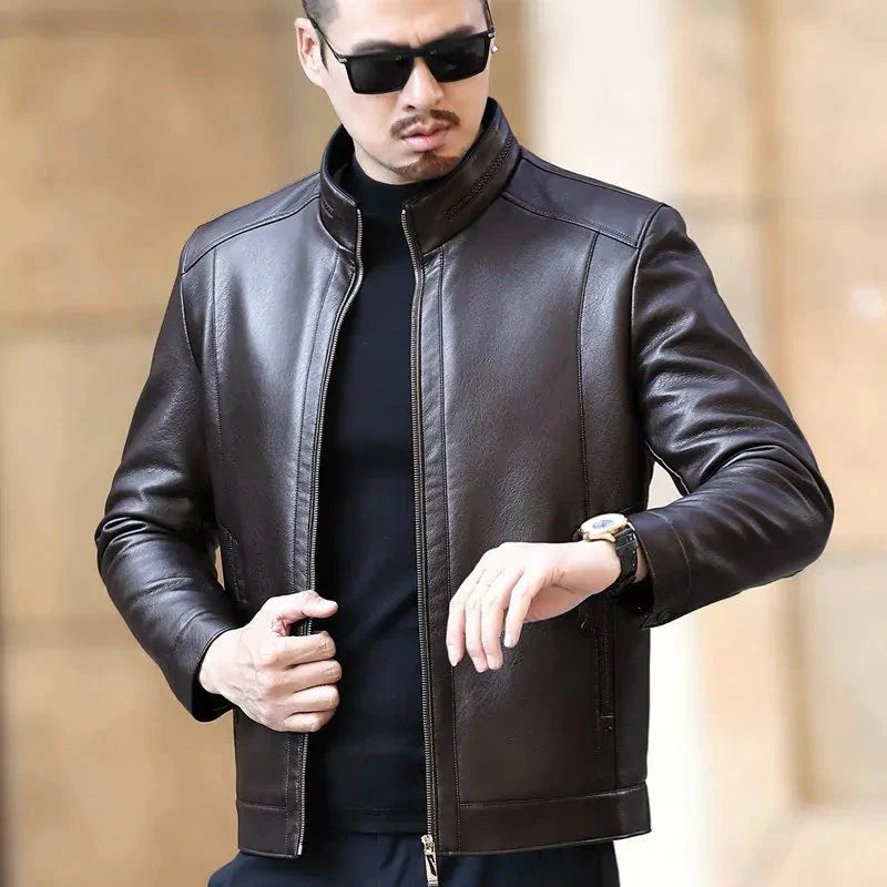 Jaqueta Masculina de Couro Clássica Fitori