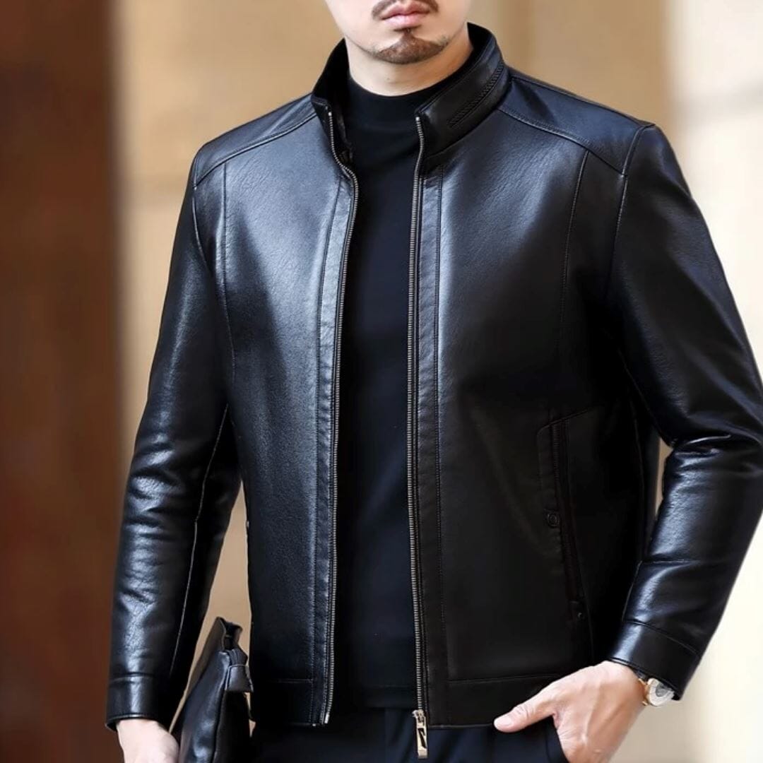 Jaqueta Masculina de Couro Clássica Fitori